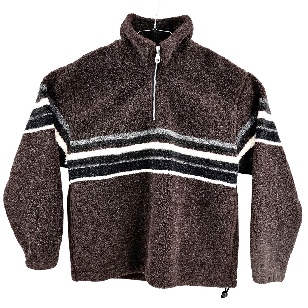 Vintage Free Country Men's‎ Brown Fleece Half Zip Pullover Sweater Size M